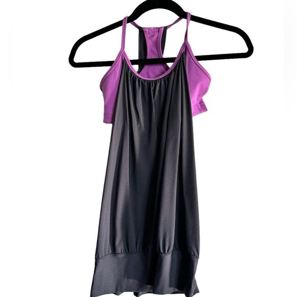 EUC Lululemon Women’s No Limit Tank Black with Purple Built in Bra - Size 4 - Picture 5 of 10